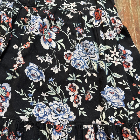 American Eagle Black Floral Strappy Tiered Mini Dress XS Whimsygoth - Picture 6 of 12